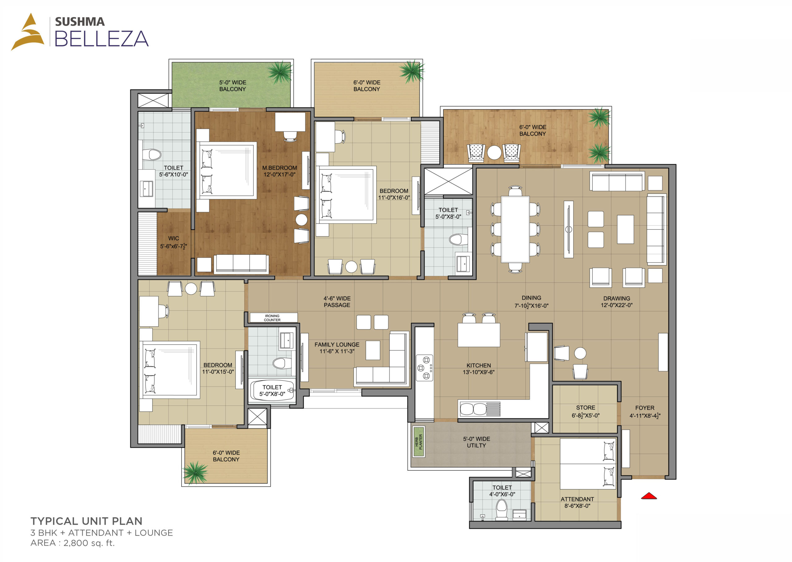 Sushma Belleza Unit Plan 2800 sq.ft.